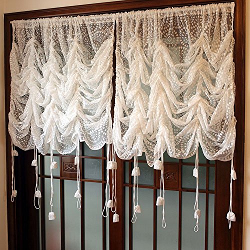 Rustic Lace Curtains Adjustable Balloon Sheer Curtains Sunflower Voile