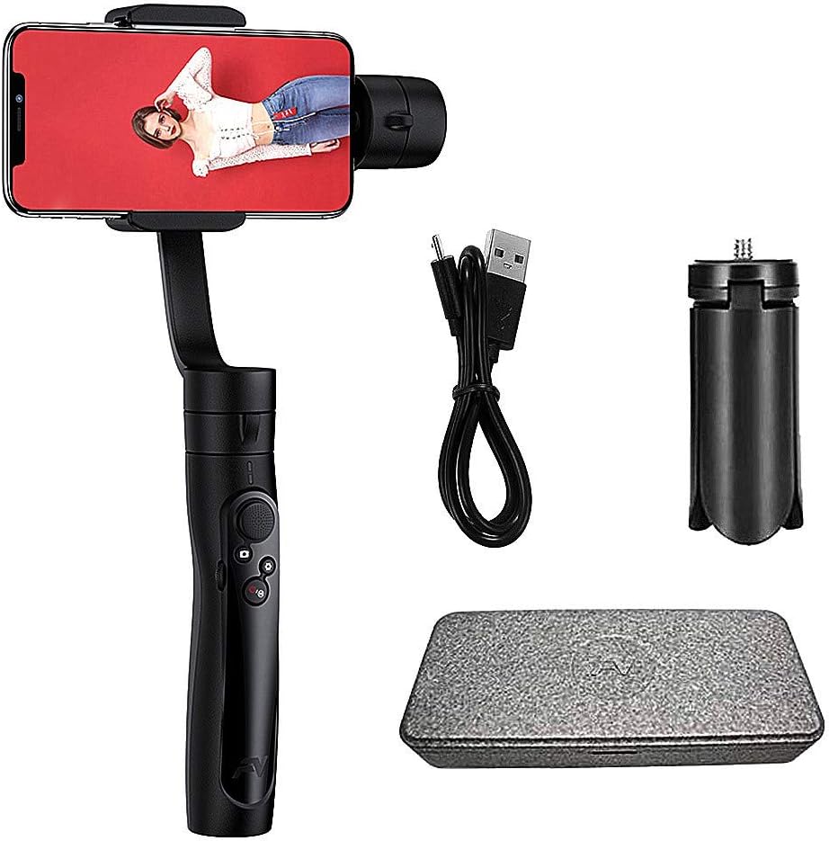 Freevision VILTA-SE 3-Axis Handheld Gimbal Stabilizer Focus/Zoom, Bluetooth Microphone APP Controls for Actions Cameras and Smartphones for iPhone/Samsung/Huawei,iOS 9.0/Android 5.0 Above (Black)