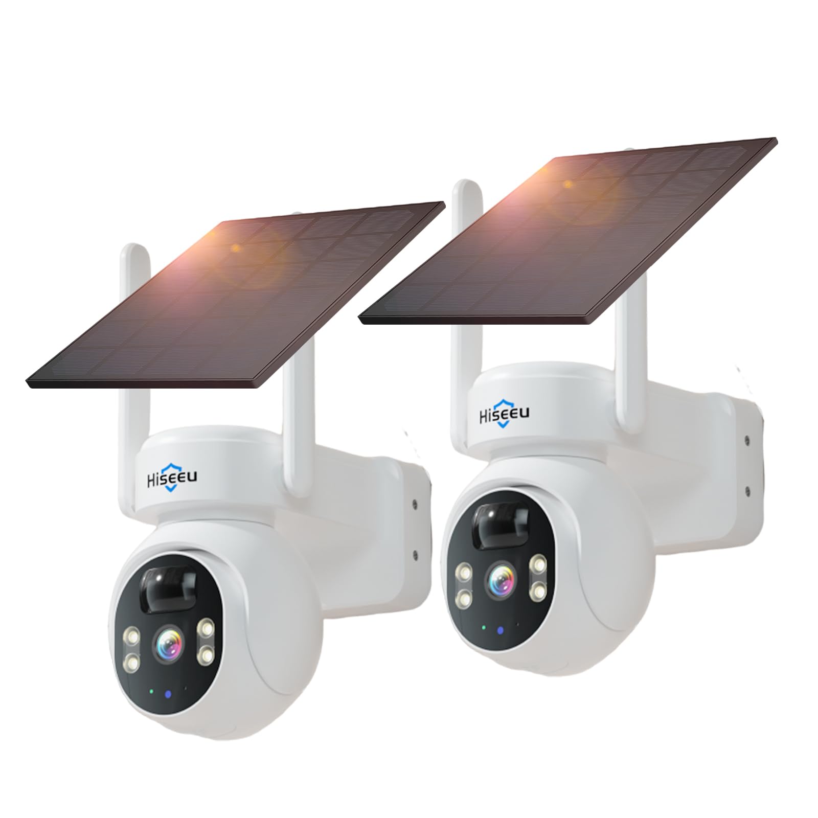 Photo 1 of (VERY USED AND DIRTY) Hiseeu Solar Camera, 4MP 100% Wireless WiFi Camera Outdoor, Humanoid Detection, PTZ 360° View, Color Night Vision, IP66 Waterproof, 2-Way Audio, 2.4G WiFi, Compatible with NVR, No Monthly Fee, 2PCS