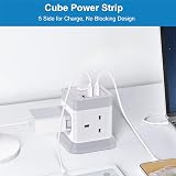 BEVA 4 Way Cube Extension Lead with USB 3 Ports 1.5m Cord White view 4