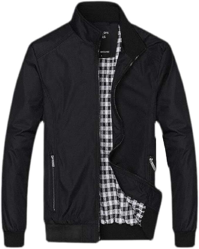 H&E Mens Outdoors Casual Windproof Stand Collar Outwear Jackets Coat Black Small Amazon.co.uk
