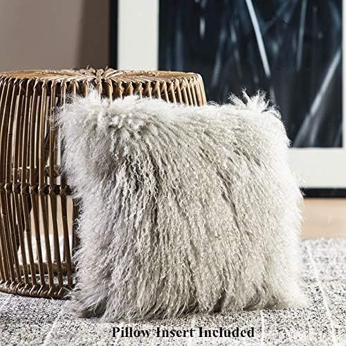 Amazon Com 100 Real Mongolian Lamb Fur Curly Wool Throw Pillow