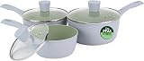 Salter Earth 3pc Saucepan Set Induction Ceramic Non-Stick PFAS-Free Green