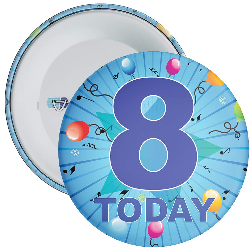 Blue 8th Birthday Badge in a choice of sizes (59mm)