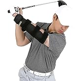 U.S. Patented Weighted Elbow Brace - Wellstream Golf Swing Trainer, Golf Swing Training Aid to Keep Leading Arm Straight, Chicken Wing Correction, Shoulder Turn &amp; Anti-Slice, Heavy-Duty Rigid Steel Support