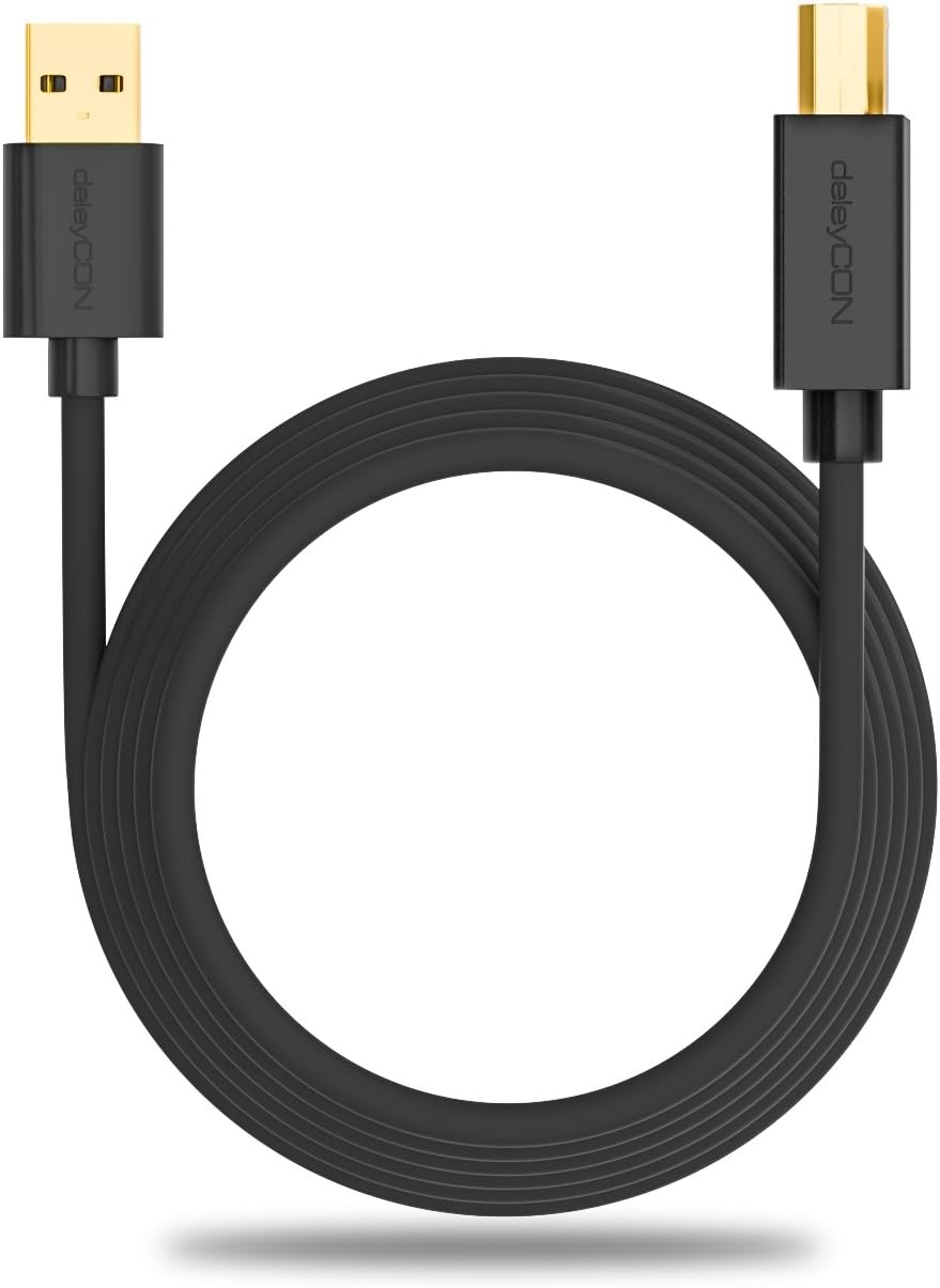 deleyCON 5 m USB 2.0 Data Cable Printer Cable Scanner Cable USB A Male to USB B Male for Printer Scanner Printer Black - Image 5