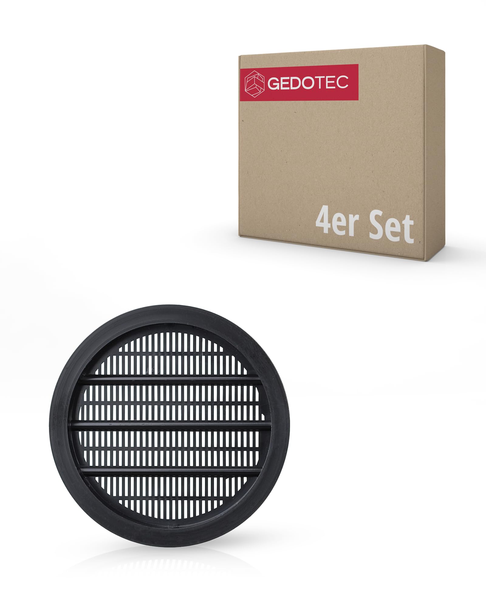 Gedotec Ventilation Grille Round Insect Repellent | Exhaust Air Grille Black 60 mm | Indoor and Outdoor Use | Breathe | Air Rosette Slotted Plastic | with Cover Edge for Inlet | Pack of 10