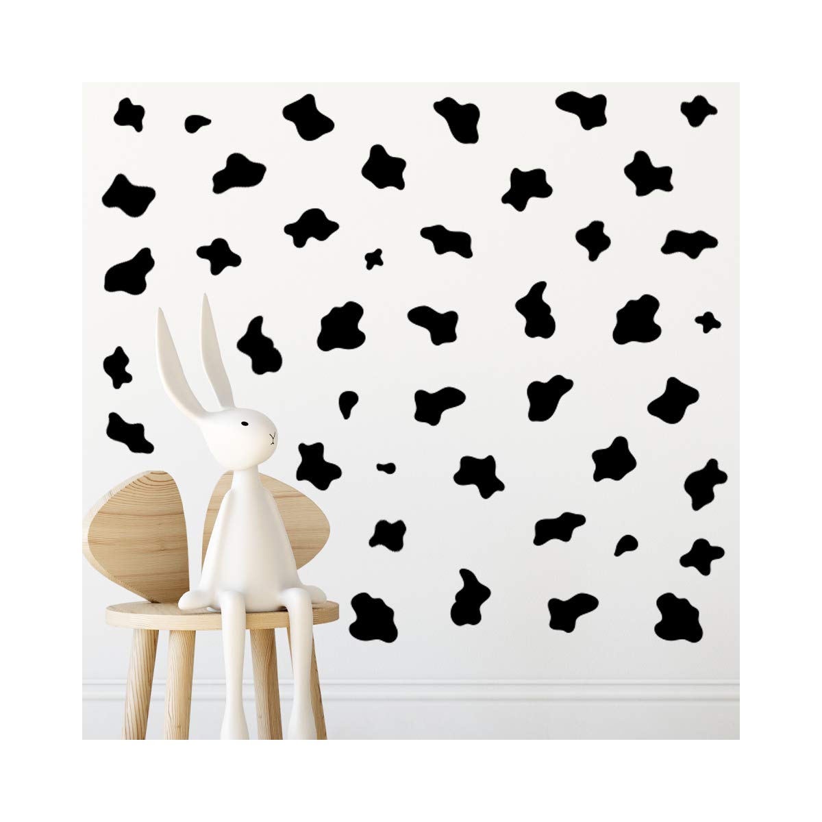 StickerDeen | Cow Prints Wall Sticker Animal Nursery Living Room Decoration Removable Decal Peel & Stick Wall Art Vinyl Decals (Gift Pack of 104) (Black)