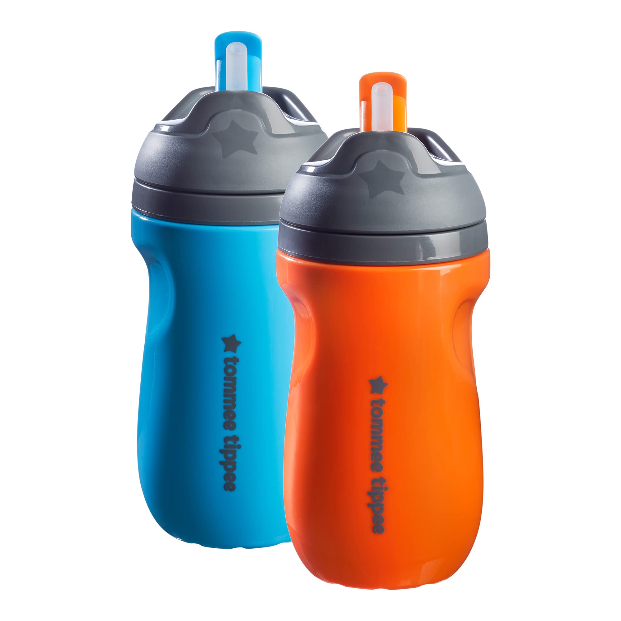 Photo 1 of Tommee Tippee 2-Pack Blue and Orange 100% Leak-Proof Insulated Straw Sippy Cups