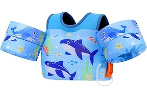 MoKo Toddler Swim Vest for Kids 13-30/20-50/22-66lbs, Swim Arm Floaties Cartoon Swimming Water Wings Pool Float Vests Sleeves Shoulder Straps Arm Band for Children Learn to Swim