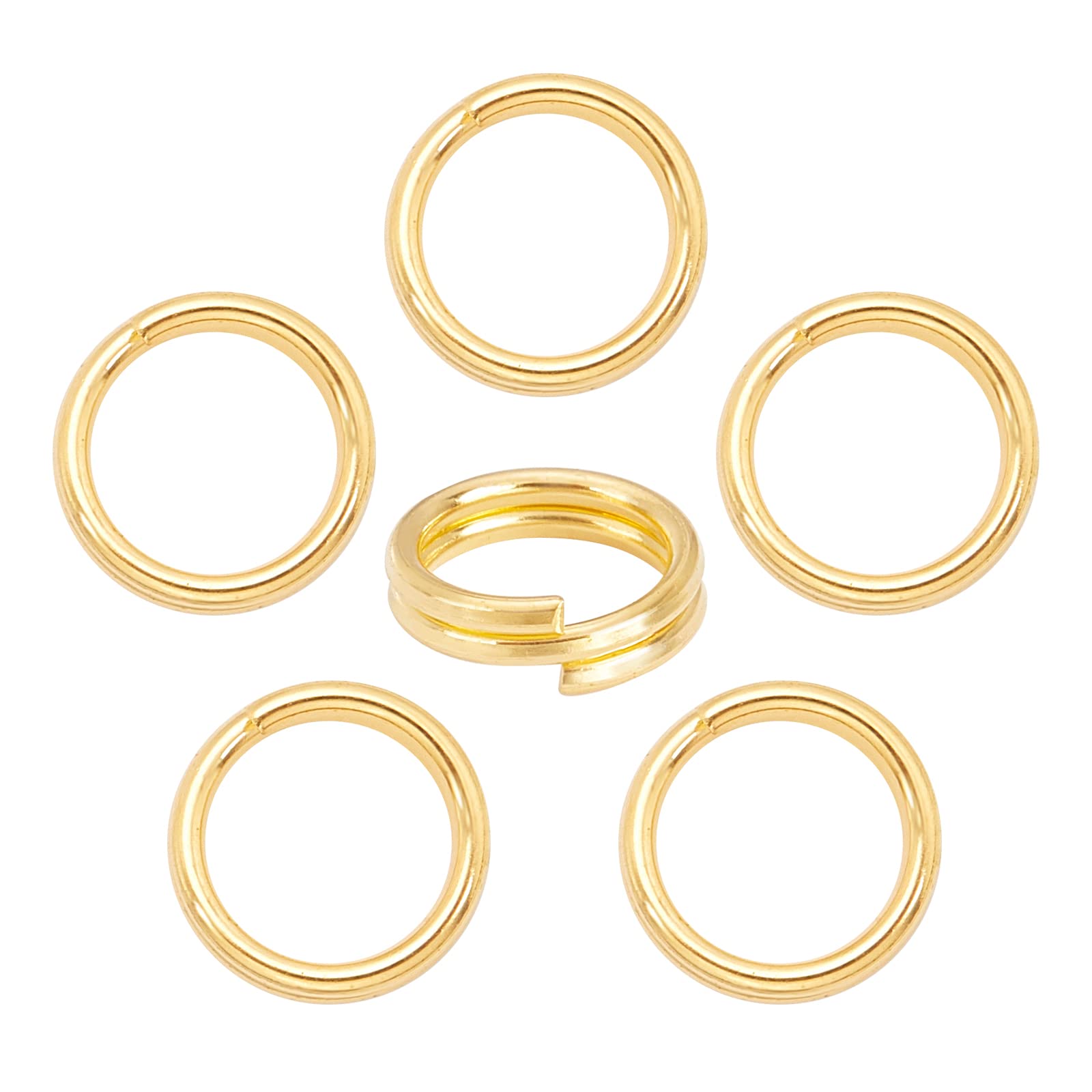 BENECREAT 300Pcs 6mm 14K Gold Jump Ring Jump Rings for Jewelry Making Gold Open Jump Rings Bulk for DIY Craft Earring Pendant