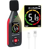Decibel Meter Data Logger, Digital Sound Level Meter with Recording, dB Meter 30~130dB, 31,000 Data, 3Color Light Alarm, USB Rechargeable SPL Meter for Home, Classroom, Office, Neighbor, Industrial