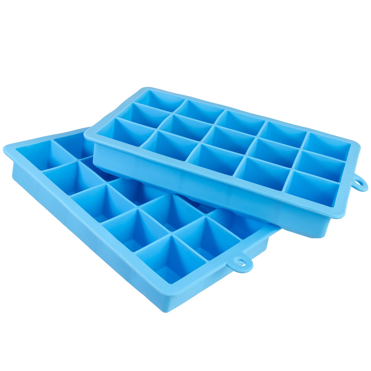 igadgitz home U6674-KIT Silicone Ice Cube Tray 15 Square Food Grade Ice Cube Moulds - Pack of 2