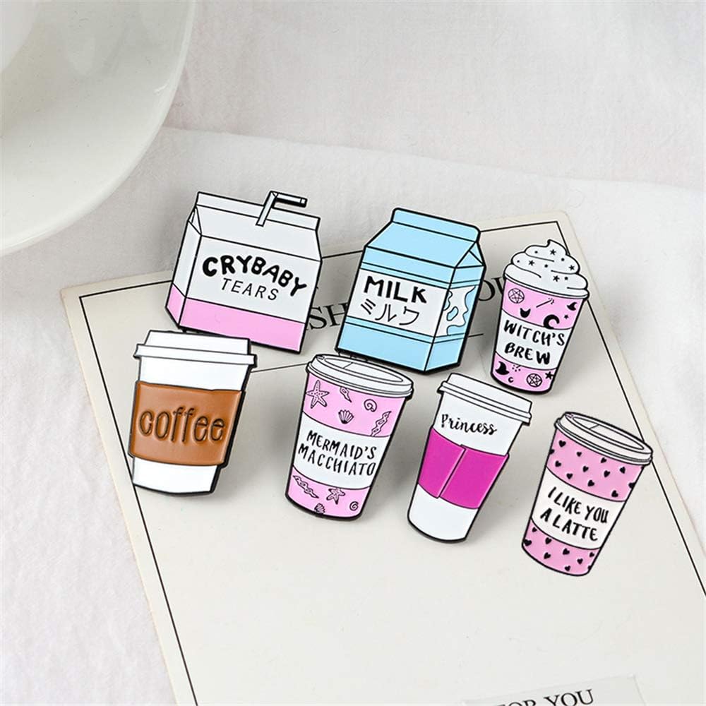 Cartoon Milk Coffee ice Cream Teacup Brooch Lapel Pins Badge Women Girls Children Clothing Bag Decor