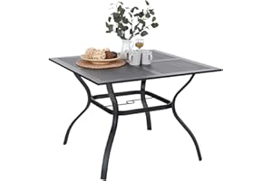 Sophia & William Metal Outdoor Dining Table, Square Mesh Patio Table with 1.57" Umbrella Hole, Coffee Bistro Table for Garden Lawn, 37"x 37"