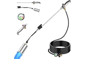 RUBDARK Propane Torch Weed Burner, 1800000 BTU 10FT Hose Extended Blow Torch with Detachable Long Arm Heavy Duty Flame Control for Garden Stumps Wood Ice Snow Melting Roofing