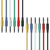 AxcessAbles 1/4 (6.35mm) TRS to 1/4 (6.35mm) TRS Multi-Color Balanced Stereo Patch Cables 6-Pack Outboard Gear& Patchbay Studio Cables External Effects Digital Analog Effects (1.5ft)