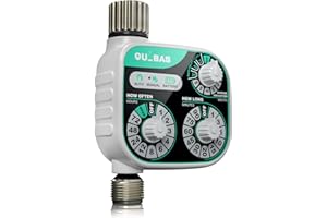 QUOBAS Mechanical Dial Hose Timer, Waterproof Sprinkler Timer with Rain Delay/Auto/Manual Modes for Drip Irrigation System, P