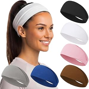 Huachi Headbands for Women Wide Non Slip Sweat Headband Workout Yoga Elastic Band, Soft Thick Sweatbands for Sports Running G