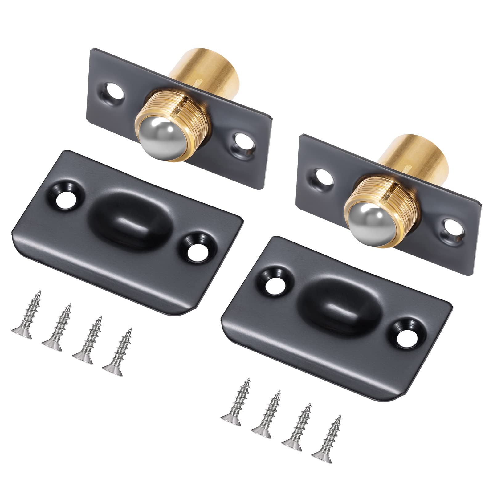 Ball Door Catches for Cabinet , Adjustable Stainless Steel Roller Door Ball Latches Spring Hardware for Cupboard Closet Top (2 Pack)