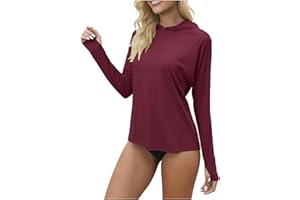Sun Shirts for Women with Hood, Long Sleeve Rash Guard Hoodie UPF 50+ Quick Dry Sun Protection Pullover Tops