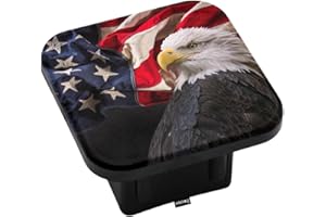 Swono Bald Eagle Tow Trailer Hitch Cover Plug Insert, Grunge American Flag and Bald Eagle Sturdy Hitch Tube Covers Keep Trailer Hitch Receiver Tube Clean and Protected for Sedans Tractors Trucks