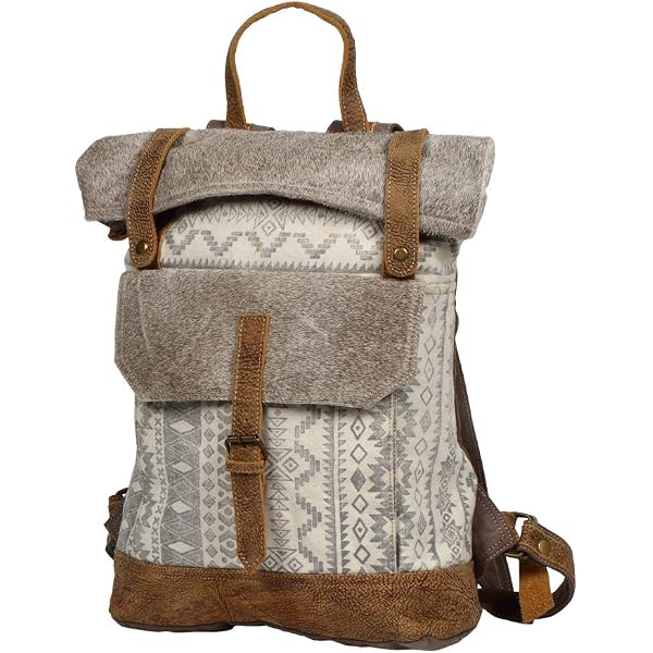 Amazon.com | Myra Bag Blue Breeze Upcycled Canvas & Cowhide  display picture 3