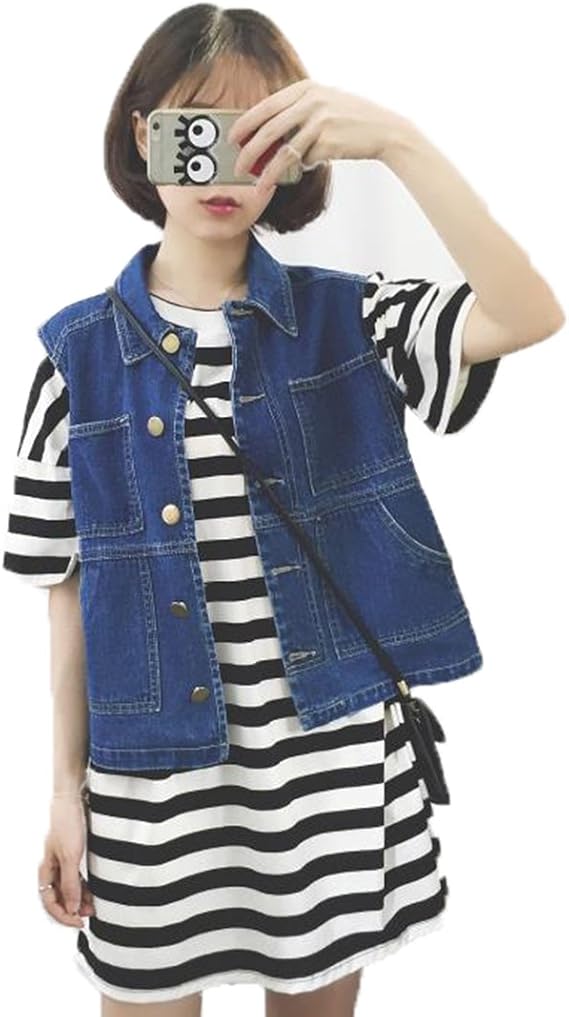 Amazon フンテン Fengtengレディース コーデ ノースリーブ デニム ベスト 韓版 カジュアル ゆったり ベスト S ベスト 通販