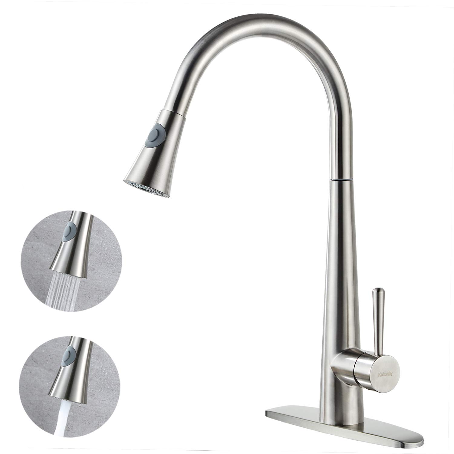 Single Handle Kitchen Faucet With Pull Down Sprayer Modern