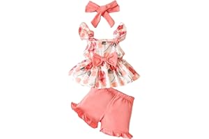 Generic Baby Girl Clothes Bundles Newborn Infant Baby Girls Spring Summer Print Cotton Sleeveless Vest Kids (Pink, 12-18 Mont