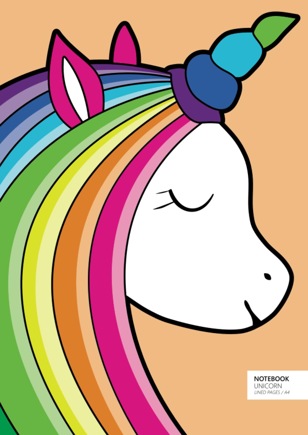 Unicorn Notebook - A4: (Orange Edition) Fun notebook 192 lined pages (A4 / 8.27x11.69 inches / 21x29.7cm)