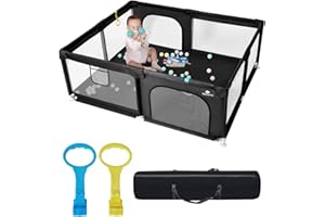 dearlomum Baby Playpen with Non Removable Mat, Extra Large Play Yard for Babies & Toddlers, Portable Travel Playpen, Baby Act