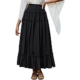Scarlet Darkness High Waisted Long Skirt for Women Fall Flowy Maxi Skirts with Pockets Black M
