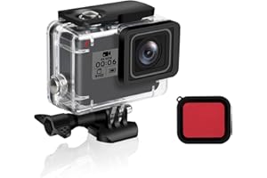 FINEST+ Waterproof Housing Shell for GoPro HERO7/2018/6/5 Black Diving Protective Housing Case 45m with Red Filter, Bracket Accessories for Go Pro Hero7/2018/6/5 Action Camera