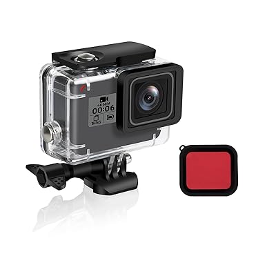 FINEST + غلاف الإسكان المقاوم للماء لـ GoPro Hero 7/2018/6/5 غطاء الإسكان الواقي للغوص الأسود 45 مترًا مع مرشح أحمر وملحقات قوس لـ Go Pro Hero7 / (2018) 6/5 Action Camera