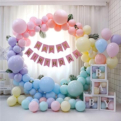 Guirlande De Ballon Macaron Pastel Arc En Ciel Ballons De Baudruche Avec Happy Birthday Anniversaire Banniere Pour Bebe Fille Femme Fete D Anniversaire Celebrations De Mariage Fetes De Fin D Annee Amazon Fr Cuisine