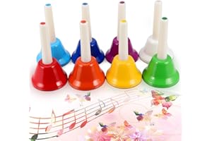 SEUNMUK 8 Note Handbells Set, Colorful Beginners Handbell, Colorful Diatonic Metal Bells Musical Teaching, Church Chorus, Wed