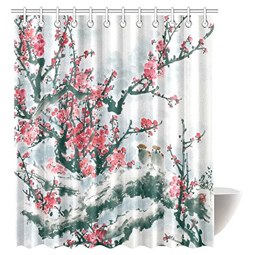 Interestprint Traditional Chinese Painting Shower Curtain Plum