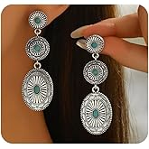 Western Cowgirl Statement Earrings for Women Boho Turquoise Cowboy Dangle Earrings Vintage Cowboy Drop Earring Chic Country Concert Jewelry Gift