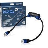 NextLED NT-6763 Rechargeable Neck Light, 500 Lumens Mechanic Neck Light with Adjustable Spot/Flood Beams, Flexible Arms, Magnetic Mounts, Replaceable Battery, Wearable Flashlight for Work &amp; Repair
