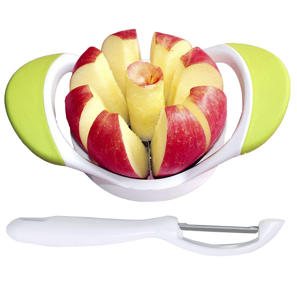 KAISHANE Apple Slicer Cutter Corer Fruit Vegetable Peeler Set Ultra Sharp Stainless Steel 8 Blades