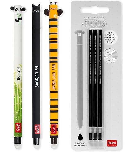 LEGAMI Erasable Gel Pens Panda - 0.7mm Thermosensitive Ink, Pack Of 2 Black Pens
