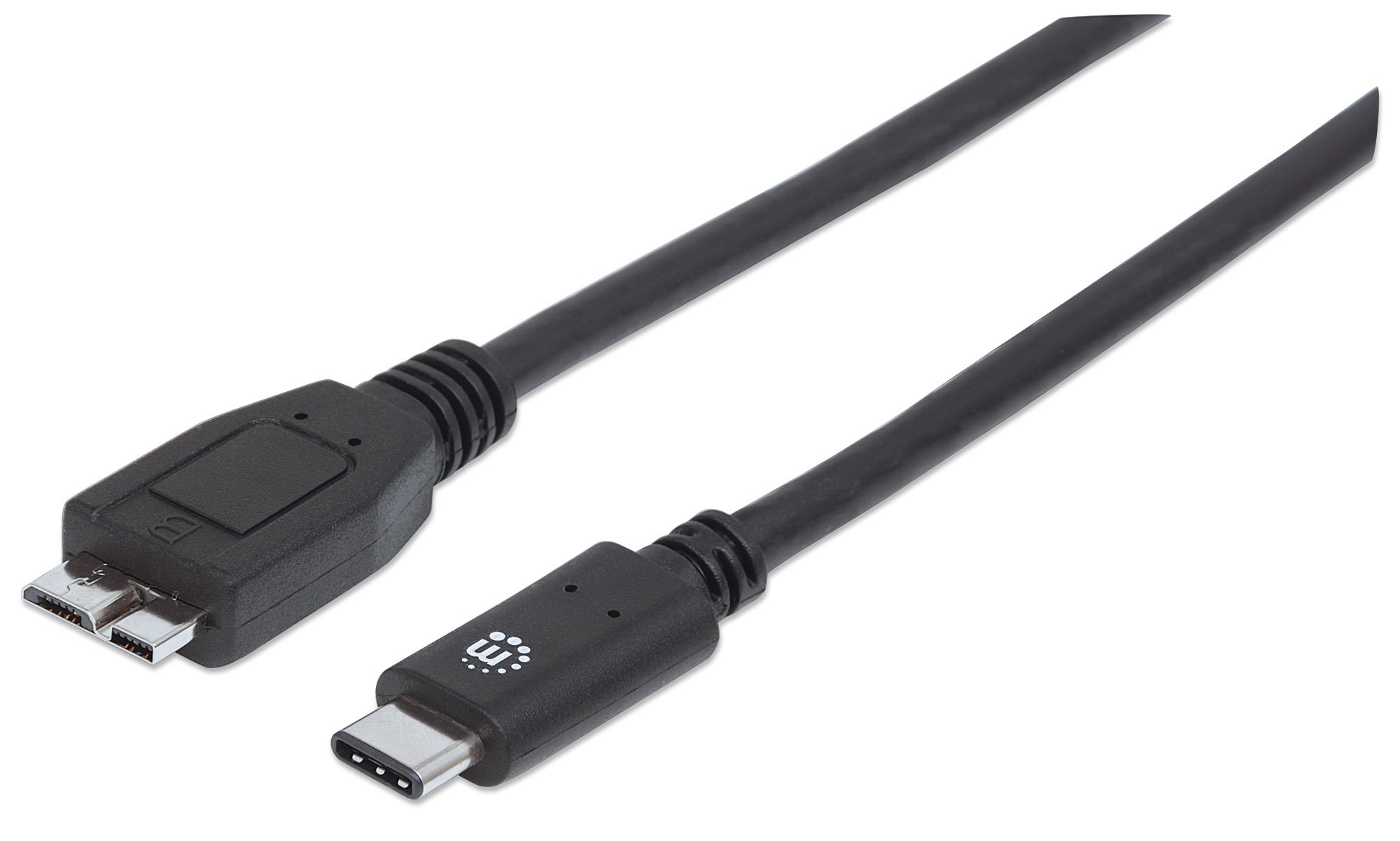 Manhattan USB-C to Micro-USB Cable, 1m, Male to Male, Black, 10 Gbps (USB 3.2 Gen2 aka USB 3.1), 3A (fast charging), SuperSpeed+ USB, Lifetime Warranty, Polybag โ image 1