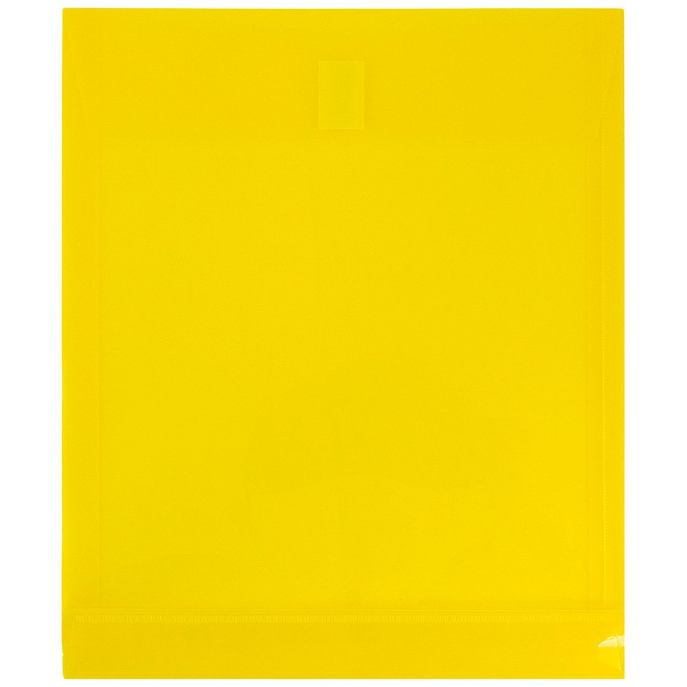 JAM PAPER Plastic Expansion Wallets with Hook & Loop Closure - Open End - 247.6 x 25.4 x 298.4 mm - Yellow - 12/Pack