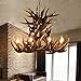 6+3 Head 9+3 Head 9+6 Head 9+9 Head Candle Antler Chandelier American Retro Resin Deer Horn Lamps Home Decoration Lighting E12 UL Listed (9+6Heads)