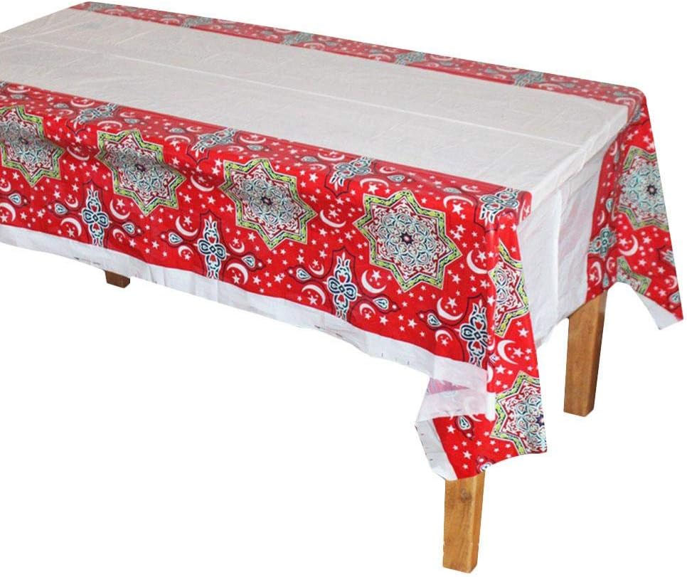 MezoJaoie Tablecloth, 108 X 180cm Rectangular Table Cloths Ramadan Eid Mubarak Decoration Printing Tablecloth for Table Decor