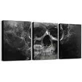 Erosebridal Skull Canvas Wall Art Gothic Fog Smoke Picture Wall Decor Grey Artwork Posters Painting 12