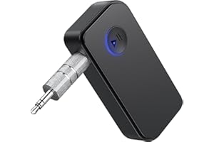 APEKX Bluetooth 5.3 Receiver for Car, Home Stereo, Speakers, and Headphones - 3.5mm Wireless Adapter with 10 Hours of Continuous Music Streaming and Playtime (Black)