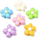 LiQunSweet 60 pcs Mixed Colors Five-Petal Flower Acrylic Beads Lovely Floral Spring Beads for DIY Jewelry Bracelet Necklace Earring Crafts Bag Home Embellishments
