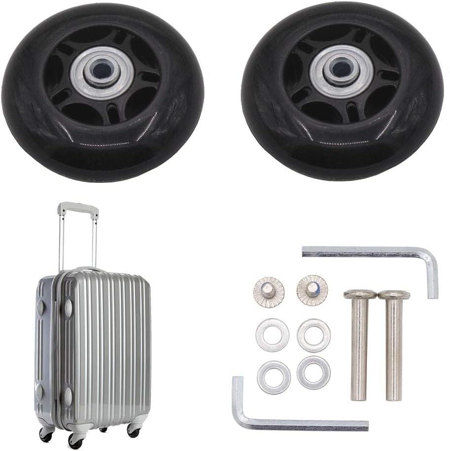 Leen4You Luggage Suitcase Replacement Wheels with Screws Axles Repair Tool for Luggage Suitcase Trolley,Skate Replacement Wheels Black (Pack of 2) (70mm x 24mm x 6mm) - Image 4